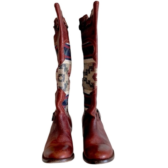 Freebird By Steven Quixote Qxote 8 Tall Southwest Serape Blanket Tapestry Boots - Picture 7 of 14